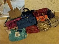 Collection of various women's handbags, one new
