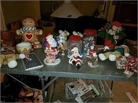 Christmas home decor includes cookie jar,