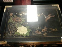Black glass top oriental style cabinet