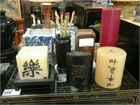 Set of 6 oriental style candles
