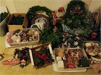 Large lot of Christmas Greenery, ornaments,