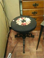 Black floral cushion stool