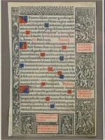 Ca. 1500 Single Leaf from "Book of Hours".Painted