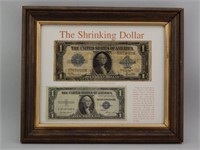 "The Shrinking Dollar" Framed Dollars.1923.1935