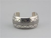 Navajo Silver Cuff Bracelet.Signed KCS