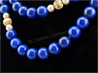Lapis Lazuli.Pearls & Gold Beads Necklace