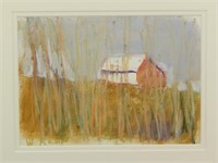Wolf Kahn Pastel.Painting.Barn.Countryside