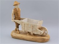 Royal Dux "Peasant with Wheelbarrow" Figure
