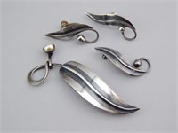 Delfino Mexican Silver Pin.Brooch & Earrings Set