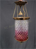 Victorian Cranberry Glass Hanging Light Fixture.