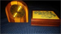 Wooden clock and jewelry box