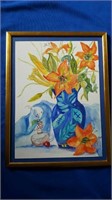 Blue and Orange Flowers Frame