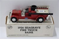1926 SEAGRAVE FIRE TRUCK BANK. ERTL 1/30