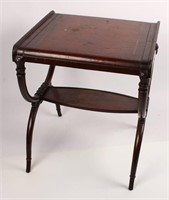 LEATHER TOP WOOD OCCASIONAL TABLE