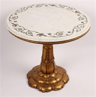 MARBLE TOP GOLD WOOD COMPOSITE TABLE