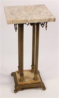 BRASS MARBLE TOP PEDESTAL PLANT STAND