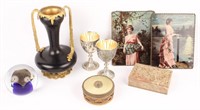 MIXED VASE POWDER BOX GOBLETS PAPERWEIGHT & MORE