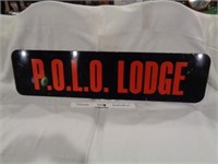 Metal P.O.L.O. LODGE Sign