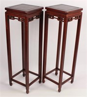 PAIR ASIAN STYLE WOOD PEDESTALS PLANT STANDS