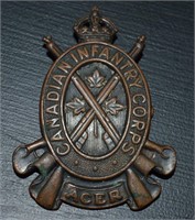 Canadian Armed Forces Infantry Cap Badge WII