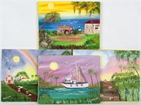 LOT OF 4 B.L BUTLER FLORIDA SCENES OIL ON CANVAS