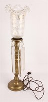 BRASS CHANDELIER TABLE LAMP WITH GLASS SHADE