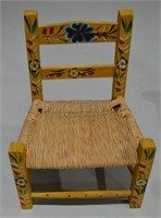 Rush Seat Antique Folk Art Childs Chair