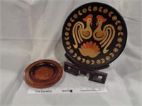 Wooden Collectors Plates & Stand