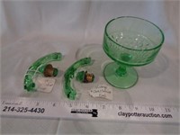 Vintage Green Glass Handles & Glass
