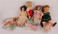 7 MIXED DOLLS AND DOLL CLOTHES