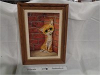 Framed BIG EYES Cat Print