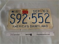 1963 Wisconsin License Plate