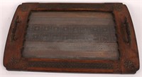 19TH C PYROGRAPHY WOOD SERVING TRAY