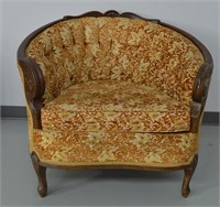 French Provincial Gold Upholstered Tub Chair