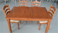 Pine Dining Table with 4 Ladder Back Chairs