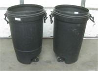 2 Large Trash Cans w/ Wheels