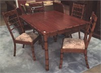 Bamboo motif dining table and chairs with leaf