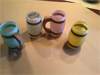 Lot of 8 Glass Mugs/Wood Handles
