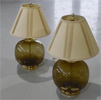 Pair Vintage Glass Table Lamps