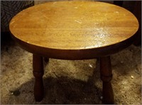 Wooden footstool, oval