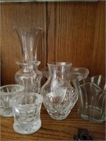 Clear glass vases, candle holders