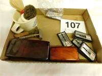 Old Spice shaving mug & 2 brushes - 2 safety