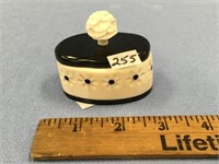 Very unusual ivory and baleen box with ivory flowe