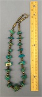 Fabulous turquoise nugget and silver necklace, old