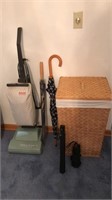 Hoover upright vacuum wicker lined hamper for