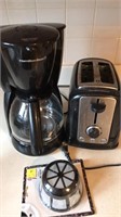 Coffee pot, can opener and toaster