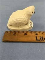 3.25" Walrus ivory owl with inset baleen eyes and