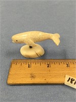 2.5" carved humpback whale made out of bone on an