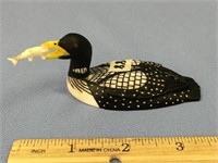4 1/4" walrus ivory carving of a yellow-bill loon