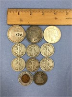 A lot of various coins: 1921S Morgan silver dollar